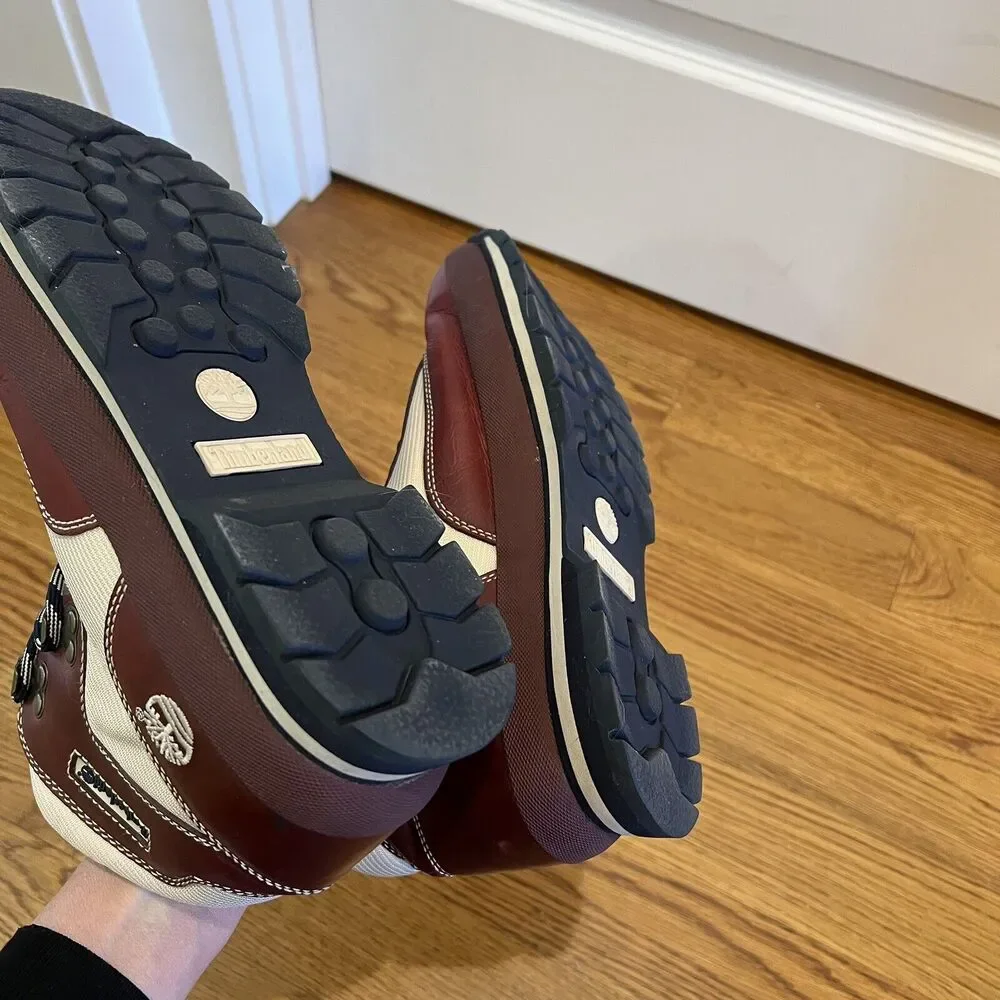 Timberland Hiker Leather and Off White Boots Size‎ 12M *barely worn*